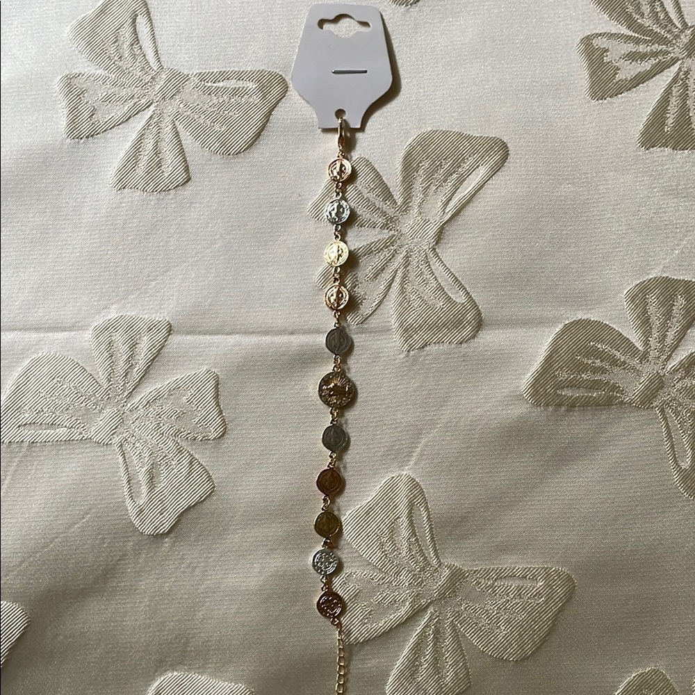 gold plated and Silver Coin Bracelet